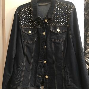 Women Plus Size Denim Rhinestone Jacket